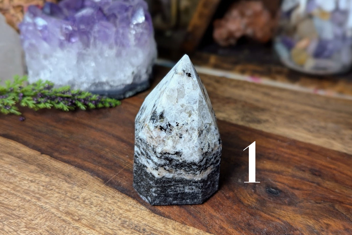 Black Tourmaline in Quartz Point 2.5"