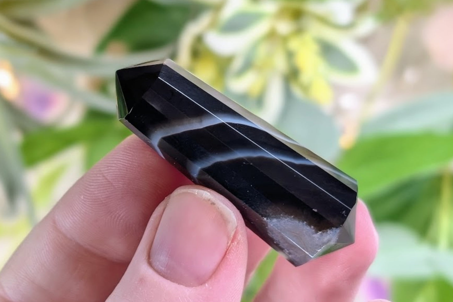 Black Agate Double Terminated Mini Wand