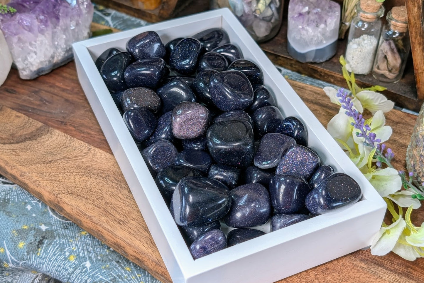 Blue Goldstone Tumbled - Set of 5