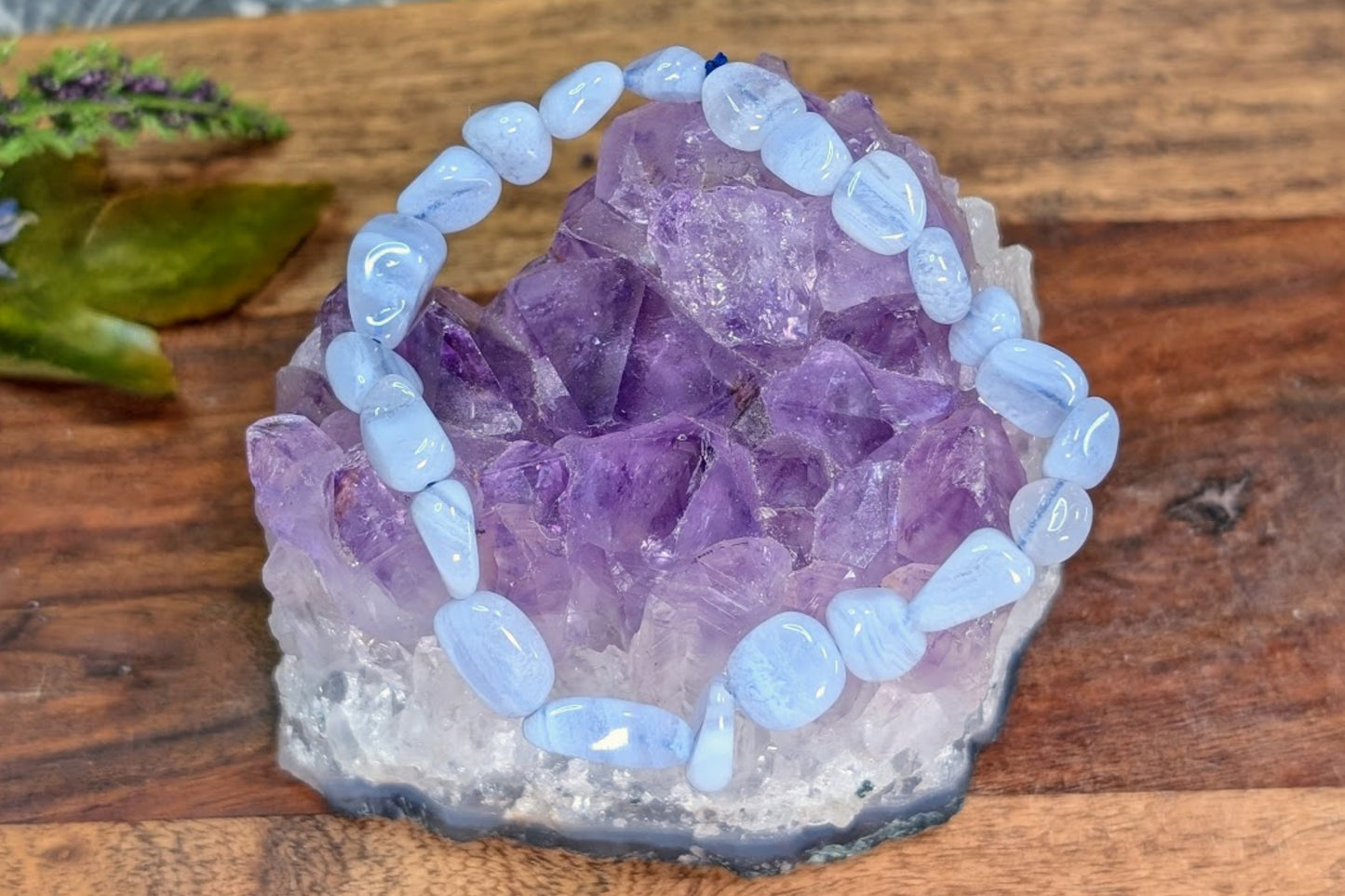 Blue Lace Agate Tumbled Bracelet