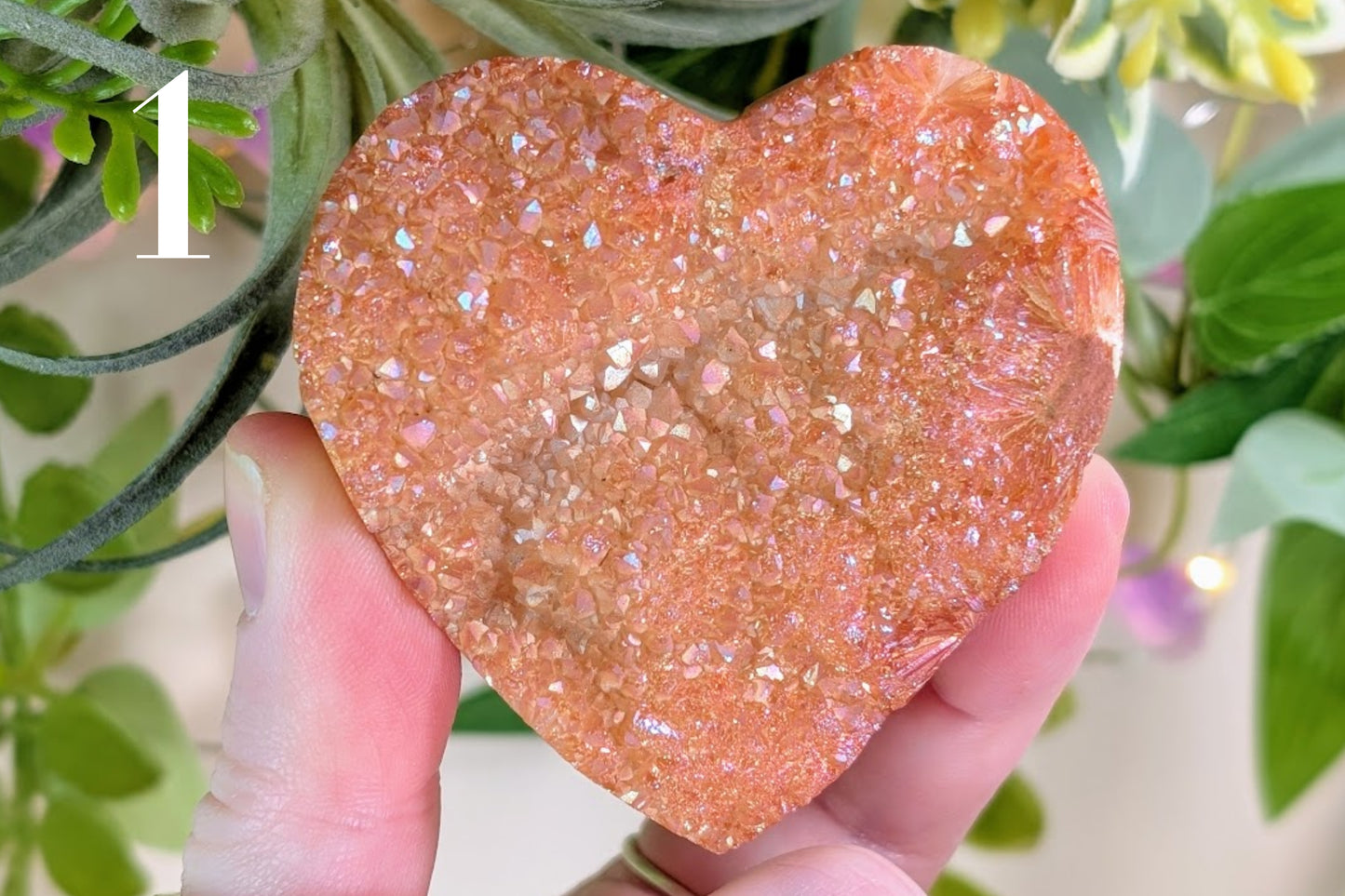 Champagne Aura Druzy Heart