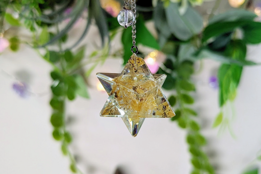 Citrine Orgone Star Tetrahedron Pendulum