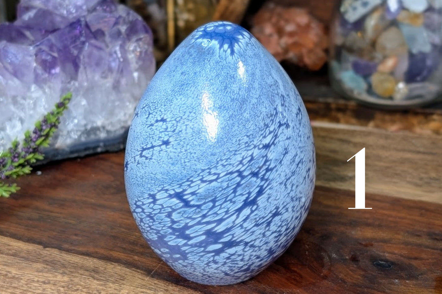 Blue Glass Flat Base Egg