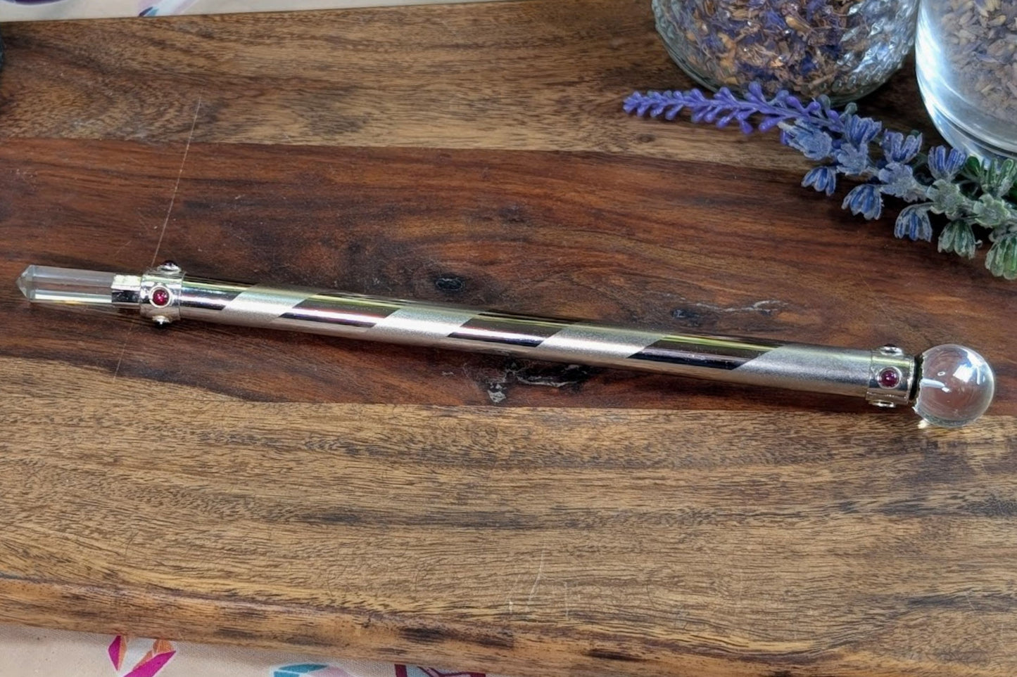 Silver Plated Copper Wand with Quartz Tips